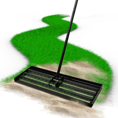 Securex Rasenrakel Gardena, Rasenrechen 213x76x25cm Rasen Rakel Nivellierrechen Edelstahl Langem Stiel Lawn Levelling Rake für Garten Rechen Golfplatz Rasenpflege, Bodenausgleich, Sanden Rasensand von Securex