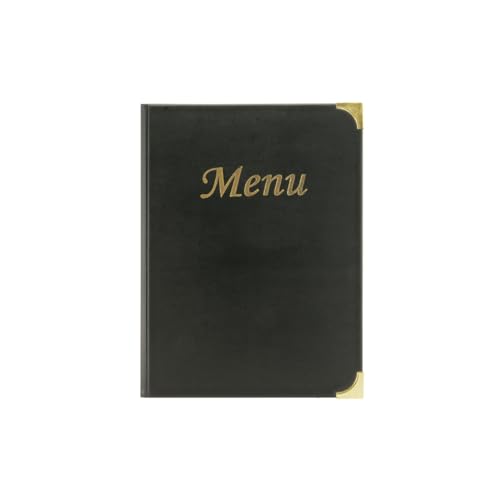 SECURIT - Speisekarte Basic Line - 4 feste, doppelseitige Einleger = 8 DIN A4-Seiten - Für Cafés, Bars, Restaurants - PVC - Schwarz von SECURIT