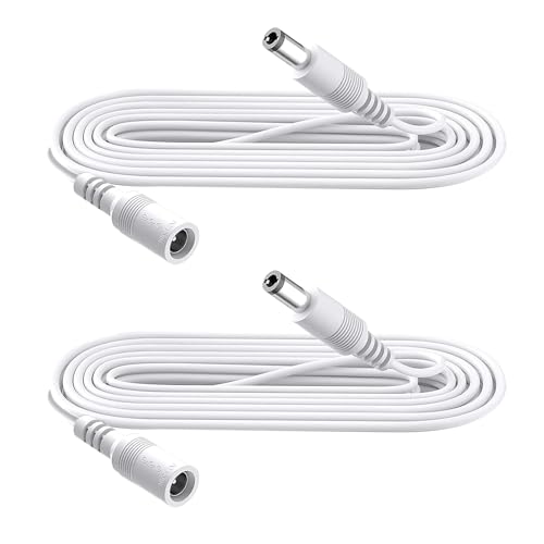 Security-01 2-Pack 1m DC Power Verlängerungskabel, Stecker 5.5mm x 2.1mm, unterstützt DC 5V 6V 9V 12V 24V, für Sicherheitskameras, DVR, Router, Drucker, LED Strip, Weiß von Security-01