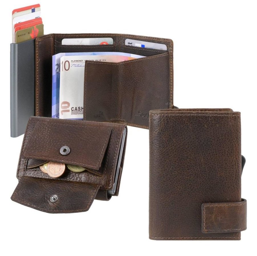 Karten Portemonnaie Leder 7x9cm mit Münzfach "SW2" dunkelbraun Secwal von Secwal
