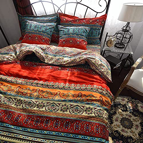 Sedefen 2 Set Bohemian Indisch Kissenbezug 40x80 cm Doppelpack - 120g Mikrofaser Hochwertiges Kopfkissen Kissenhülle Rot Blau Bunt Vintage Boho Kissenbezüge mit Reißverschluss(WCF,40x80cm) von Sedefen