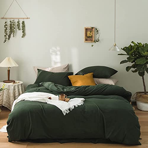 Sedefen Bettwäsche 135x200 cm Dunkelgrün Grün Bettwäsche Sets aus Mikrofaser Atmungsaktiv Einzelbett Bettbezug mit Reißverschlus und 1 Kissenbezug 80x80cm von Sedefen