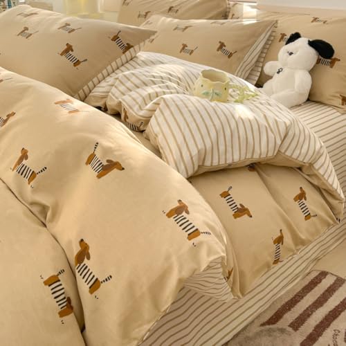 Sedefen Bettwäsche 155x220cm Kinder Dackel Beige Bettwäsche Set 2 Teilig Wursthund Streifen Wendebettwäsche Microfaser ÖKO-TEX Bettbezug mit Reißverschluss und 1 Kissenbezug 80x80cm Sedefen Bettwäsche 155x220cm Kinder Dackel Beige Bettwäsche Set 2 Teilig Wursthund Streifen Wendebettwäsche Microfaser ÖKO-TEX Bettbezug mit Reißverschluss und 1 Kissenbezug 80x80cm von Sedefen