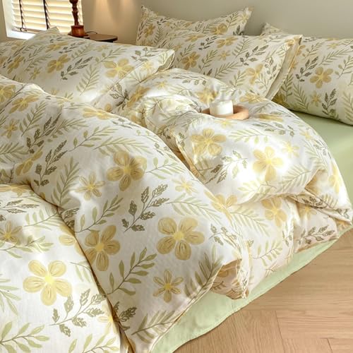 Sedefen Bettwäsche 200x200cm Grün Gelb Blumen Blätter Bettwäsche Set 3teilig Pflanzen Floral Blumenmuster Weiche Mikrofaser Renforce ÖKO-TEX Bettbezug mit Reißverschluss und 2 Kissenbezug 80x80cm Sedefen Bettwäsche 200x200cm Grün Gelb Blumen Blätter Bettwäsche Set 3teilig Pflanzen Floral Blumenmuster Weiche Mikrofaser Renforce ÖKO-TEX Bettbezug mit Reißverschluss und 2 Kissenbezug 80x80cm von Sedefen