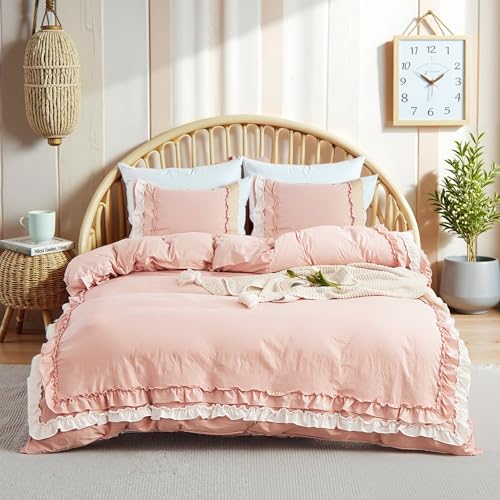 Sedefen Bettwäsche Set 135 x 200cm 4TLG Rosa mit Weiß Romantische Rüschenbettwäsche Set Super Weich Mikrofaser Bettbezug Set mit Reißverschluss - 2 Bettdeckenbezug und 2 Kissenbezug 80 x 80 cm Sedefen Bettwäsche Set 135 x 200cm 4TLG Rosa mit Weiß Romantische Rüschenbettwäsche Set Super Weich Mikrofaser Bettbezug Set mit Reißverschluss - 2 Bettdeckenbezug und 2 Kissenbezug 80 x 80 cm von Sedefen