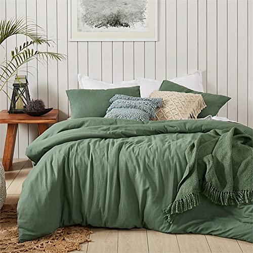 Sedefen Bettwäsche Set 135x200cm Baumwolle Grün Dunkelgrün Einfarbig Premium Renforce Uni Einzelbett Bettbezug und 1 Kissenbezug 80x80cm mit Reißverschluss von Sedefen