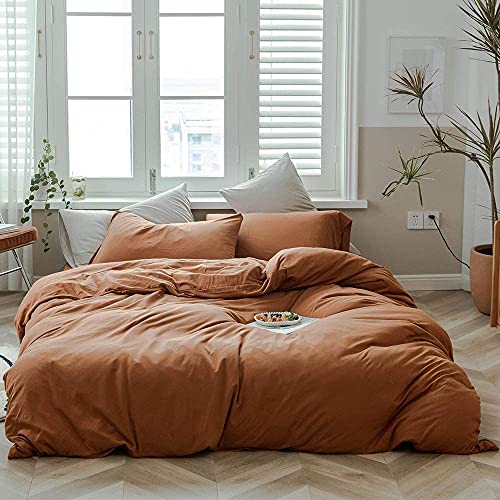 Sedefen Bettwäsche Set 135x200cm Baumwolle Karamell Braun Einfarbig Premium Renforce Uni Einzelbett Bettbezug und 1 Kissenbezug 80x80cm mit Reißverschluss von Sedefen