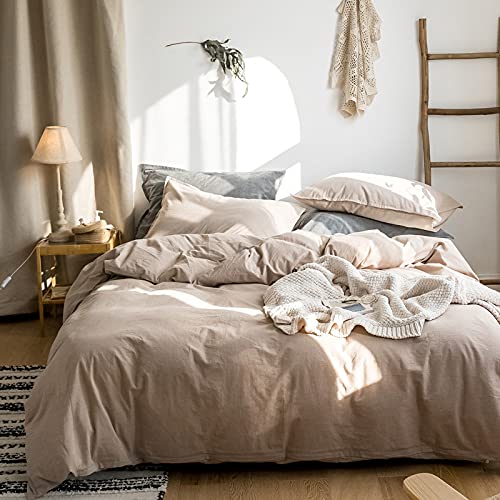 Sedefen Bettwäsche Set 135x200cm Baumwolle Khaki Taupe Einfarbig Premium Renforce Uni Einzelbett Bettbezug und 1 Kissenbezug 80x80cm mit Reißverschluss von Sedefen