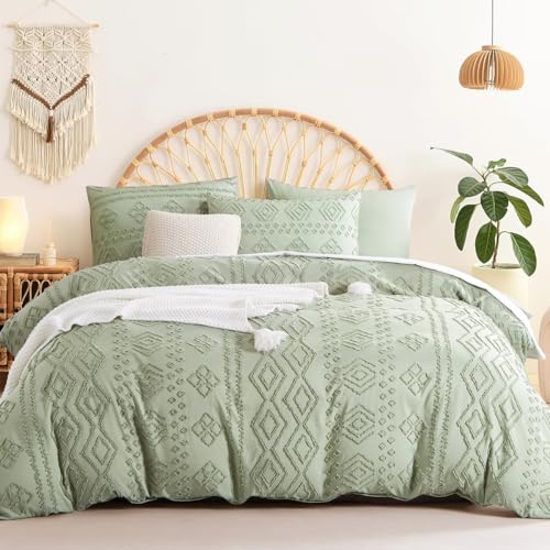 Sedefen Boho Bettwäsche 220x240 cm Salbei Grün Getuftet Geometrisch Muster Wendebettwäsche Set Stickerei Shabby Chic Böhmen Bettbezug mit Reißverschluss und 2 Kissenbezug 80x80cm Sedefen Boho Bettwäsche 220x240 cm Salbei Grün Getuftet Geometrisch Muster Wendebettwäsche Set Stickerei Shabby Chic Böhmen Bettbezug mit Reißverschluss und 2 Kissenbezug 80x80cm von Sedefen