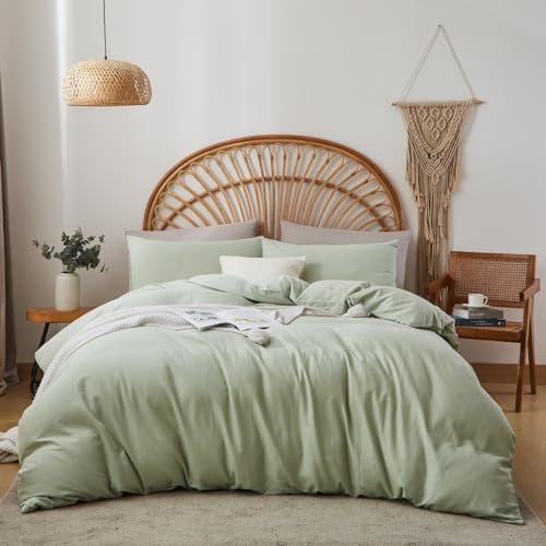 Sedefen Doppelte Musselin Bettwäsche 135x200 4 Teilig Baumwolle Leinen Grün Bettwäsche Set 2er Set,2 Bettbezug mit Reißverschluss und 2 Kissenbezug 80x80cm,85% Baumwolle und 15% Leinen Bettwäsche Sedefen Doppelte Musselin Bettwäsche 135x200 4 Teilig Baumwolle Leinen Grün Bettwäsche Set 2er Set,2 Bettbezug mit Reißverschluss und 2 Kissenbezug 80x80cm,85% Baumwolle und 15% Leinen Bettwäsche von Sedefen
