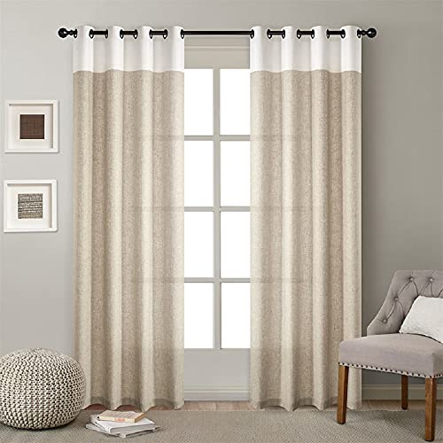 Sedefen Gardinen Vorhänge mit Ösen Verdunklungsvorhänge Halbtransparent Leinenvorhang Beige Weiß Thermovorhang Ösenvorhang Vorhänge für Schlafzimmer Wohnzimmer -1 Stück,132x160CM von Sedefen