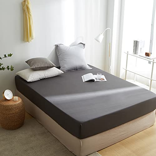 Sedefen Jersey Premium Spannbettlaken 140x200cm Boxspringbett Topper Mikrofaser Superweiches Bettlaken Leintuch Spannbetttuch Anthrazit Dunkelgrau für Matratze bis 30 cm hohe von Sedefen