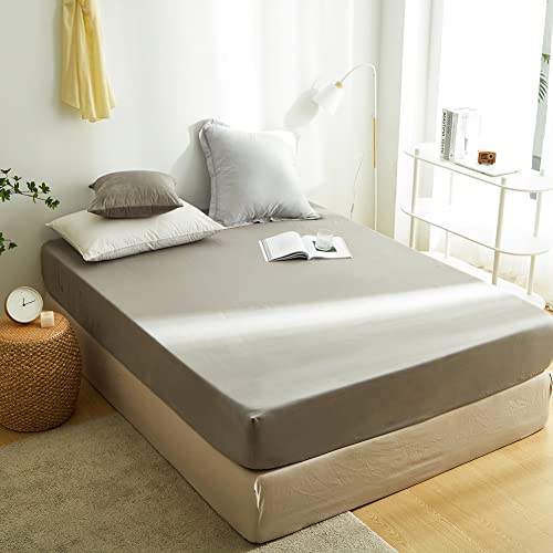 Sedefen Jersey Premium Spannbettlaken 140x200cm Boxspringbett Topper Mikrofaser Superweiches Bettlaken Leintuch Spannbetttuch Hellgrau Grau für Matratze bis 30 cm hohe von Sedefen