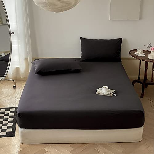 Sedefen Jersey Premium Spannbettlaken 140x200cm Boxspringbett Topper Mikrofaser Superweiches Bettlaken Leintuch Spannbetttuch Schwarz für Matratze bis 30 cm hohe von Sedefen