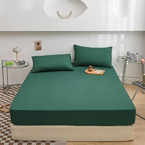 Sedefen Jersey Premium Spannbettlaken 140x200cm Boxspringbett Topper Mikrofaser Superweiches Bettlaken Spannbetttuch Leintuch Dunkelgrün für Matratze bis 30 cm hohe von Sedefen