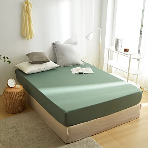 Sedefen Jersey Premium Spannbettlaken 140x200cm Boxspringbett Topper Mikrofaser Superweiches Bettlaken Spannbetttuch Leintuch Salbeigrün für Matratze bis 30 cm hohe von Sedefen