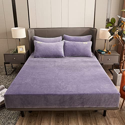 Sedefen Warme Spannbettlaken 160x200cm Lila Winter Flannell Bettlaken Plüsch Flauschige Cashmere Touch Boxspringbett Spannbetttuch für 25 bis 30cm Matraze von Sedefen