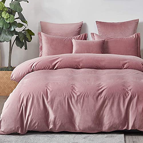 Sedefen Warme Winter Bettwäsche 220x240m Biber Rosa Altrosa Cashmere Touch Flauschig Flanell Bettbezug Deckenbezug Doppelbett und 2 Kissenbezug 80x80cm mit Reißverschluss von Sedefen