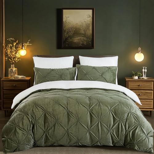 Winter Bettwäsche 135x200cm 4Teilig Flanell Fleece Grün Weiß Wendebettwäsche Set Flauschig Plüsch Sherpa Cashmere Touch Pintuck Bettbezug und Kissenbezug mit Reißverschluss,Oeko-Tex Zertifiziert Winter Bettwäsche 135x200cm 4Teilig Flanell Fleece Grün Weiß Wendebettwäsche Set Flauschig Plüsch Sherpa Cashmere Touch Pintuck Bettbezug und Kissenbezug mit Reißverschluss,Oeko-Tex Zertifiziert von Sedefen