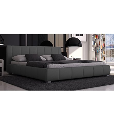 Sedex Luna Doppelbett 180x200 Designerbett Polsterbett Ehebett Bett Kunstleder Grau von Sedex