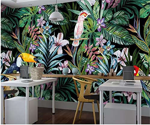 Sedomax Benutzerdefinierte Aquarell Blumen und Vögel Tapete Tropischer Regenwald Öl Malerei Restaurant TV Hintergrund Tapete von Sedomax