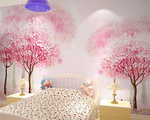 Sedomax Benutzerdefinierte Tapete Kinderzimmer Mädchen Zimmer Rosa Baum Tapete Schlafzimmer Nachttisch Wandbild 3D Tapete Wandbild von Sedomax