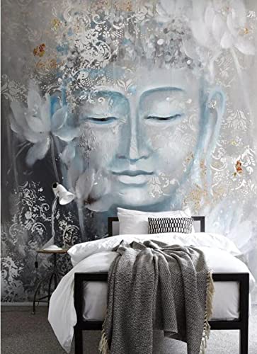 Sedomax Benutzerdefinierte handgemalte Wandbilder Tapete Nostalgischer Buddha Buddha Lotus Veranda Einstellung Wanddekoration 200cm(W)×140cm(H) von Sedomax