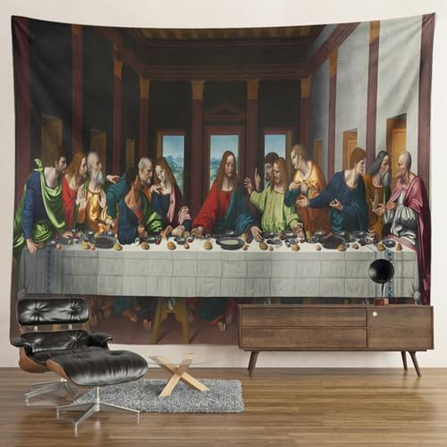 Sedomax Das letzte Abendmahl Wandteppich Da Vinci Berühmte Gemälde Dekorationen Wandbehang Vintage Christus Jesus Wandteppich Ästhetik für Schlafzimmer von Sedomax