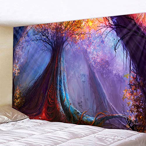 Sedomax Naturlandschaft Wandteppich Zauberwald Psychedelischer Teppich Wandtuch Wandteppich Zelt Hippie-Baum-Mandala-Landschaft 150cmx200cm (59”x78.8”) von Sedomax