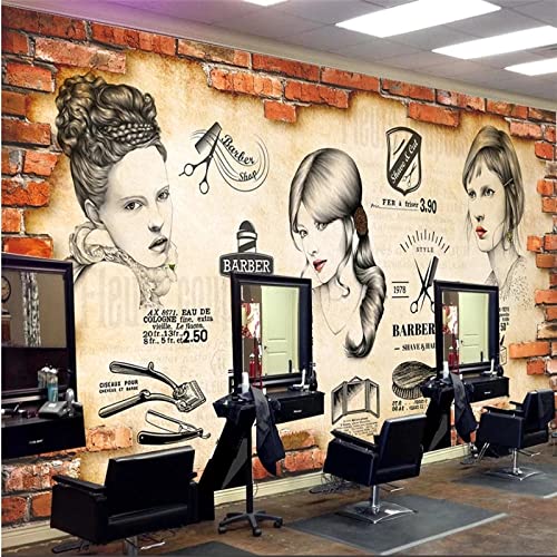 Sedomax Retro Barber Shop Friseursalon Ziegelstein Tapete 3D Trend Frisur Haus Industrial Decor Hintergrund Tapete von Sedomax