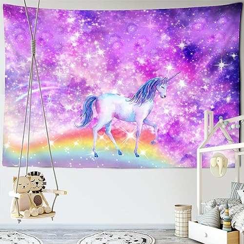 Sedomax Starlight Einhorn Wandteppich Wandbehang Hippie Karikatur Kinderzimmer Mädchen Schlafsaal Wohnkultur 130cmx150cm (51”x59”) von Sedomax