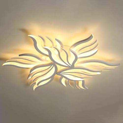 Sedtonmu LED Deckenlampe Dimmbar Wohnzimmerlampe mit Fernbedienung Kreative Blütenblatt Design Modern Deckenleuchte für Wohnzimmer Esszimmer Schlafzimmer,Weiß,9 Heads von Sedtonmu