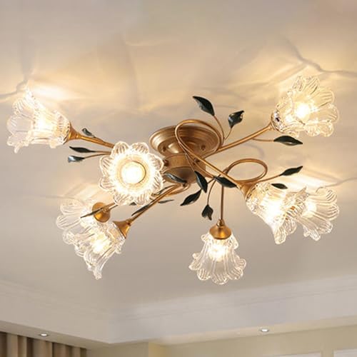 Sedtonmu LED Kronleuchter Blumen Lampe Kreative Dimmbare Floral Rose Deckenleuchte Home Decor Landhausstil Deckenlampe für Wohnzimmer Schlafzimmer Flure Esszimmer Café Galerie usw.,8 Heads von Sedtonmu