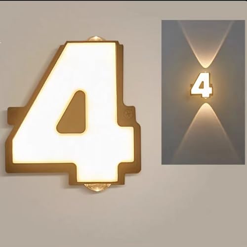 Sedtonmu Wandlampe LED 3000K Außenleuchte Warmweiß Freie Kombination Von Buchstaben Und Zahlen Aluminium Wandleuchte Für Store-Hintergrund Wandfluter Straßenschild Plakatwand,4 von Sedtonmu