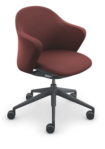 Sedus, se:Flair, wohnlicher Bürostuhl, kompakt, für Homeoffice/Konferenzräume/Büros (Schwarzes Gestell, Rot) von Sedus