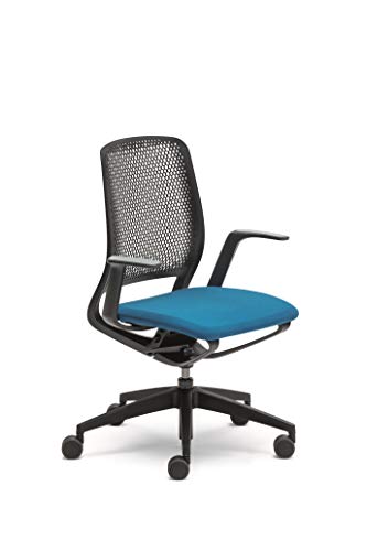 Sedus se:motion, Bürostuhl, schwarz, mit Armlehnen, Sitzpolster in blau, Kunststoff, 950-1065 mm von Sedus