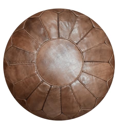 See the Good XL Echtleder Pouf - Handgefertigt - gefüllt geliefert - Ottoman Sitzsack Fußhocker Puff (Schokolade) von See the Good