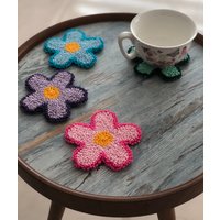 Florale Untersetzer Lochnadel, Süße Lochnadel Daisy Für Mama, Tassenteppich Untersetzer, Getränke Untersetzer, Handgefertigtes Geschenk von SeeMyFabrics