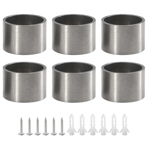 (6 Stück) Edelstahl gebürstete Schrankstangenhalterung, Wandhalterung, Duschvorhang, Flanschstangenhalter, passend für φ25 mm Rohre von SeeRaphee