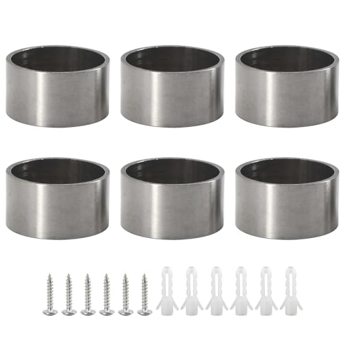 (6 Stück) Edelstahl gebürstete Schrankstangenhalterung, Wandhalterung, Duschvorhang, Flanschstangenhalter, passend für φ32 mm Rohre von SeeRaphee