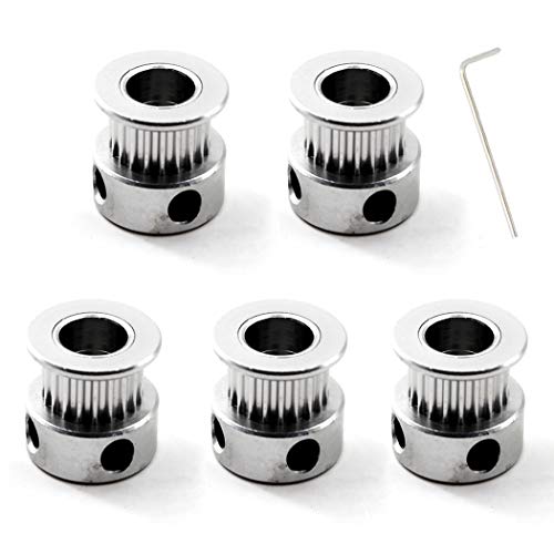 GT2 Zahnriemenscheibe 20 Zähne 8mm Bohrung für 6mm Zahnriemen 3D Drucker Packung mit 5 (Schraubenschlüssel enthalten) von SeeRaphee