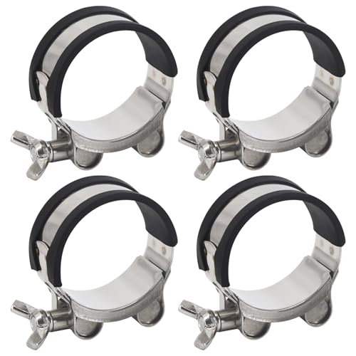 Schlauchschelle mit Flügelschraube, 52–55 mm, robust, 304 Edelstahl, Rohrschelle mit Gummistreifen, 4 Stück von SeeRaphee