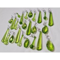12 20 Oder 24 Salbei Grün Kronleuchter Weihnachtsbaum Dekorationen Tropfen Glas Kristalle Tröpfchen Sun Catchers Crafts Hängende Perlen Hochzeit von SeearLights