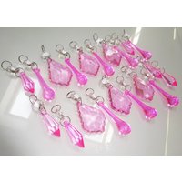 20 Oder 24 Rose Rosa Kronleuchter Tropfen Glaskristalle Tröpfchen Chic Vintage Weihnachtsbaum Hochzeitsdekoration Licht Lampe Handwerk Teile Perlen von SeearLights