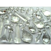 25 Kronleuchter Tropfen Klarglas Antike Formen Kristalle Tröpfchen Prismen Perlen Weihnachtsbaum Hochzeitsdekorationen Licht Handwerk Teile Vintage von SeearLights