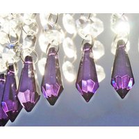 5 Lila Kronleuchter Tropfen Glas Kristalle Tröpfchen Torpedo Perlen Feng Shui Vintage Weihnachtsbaum Hochzeitsdekoration Handwerk Licht Teile Chic von SeearLights