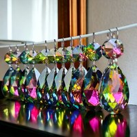 Ab Vitrail Regenbogen Kronleuchter Tropfen Glas Kristalle Tröpfchen Oval Prismen Perlen Farbe Weihnachtsbaum Hochzeitsdekoration Gothic von SeearLights