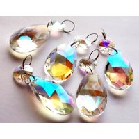 Aurora Borealis Ab Kronleuchter Glaskristalle Teardrop 1, 5 "Oval Perlen Weihnachtsbaum Hochzeitsdekoration Fenster Sun Catchers Lichtteile von SeearLights
