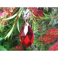 Kronleuchter Tropfen Glaskristalle Rote Tröpfchen Chic Oval Perlen Prismen Vintage Weihnachtsbaum Hochzeitsdekorationen Handwerk Licht Hobby von SeearLights