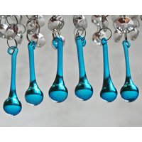 Teal Antik-Türkis Kronleuchter Tropfen Glas-Kristalle Tröpfchen Tear Drop Perlen Weihnachtsbaum Hochzeit Wünschen Charms Dekorationen Orb Prismen von SeearLights